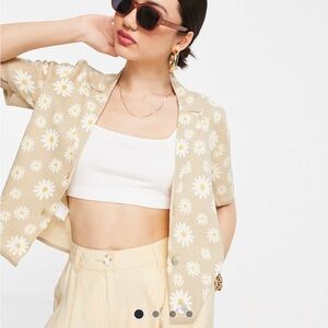 Mango fine knit cardigan with daisy print NWT